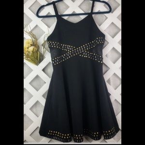 Elisa B. Gold Silver Studded Black Wedding Dance Party Girl 16 Dress NWOT
